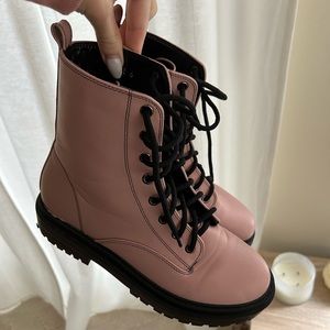 Nasty gal pink combat boots - like new